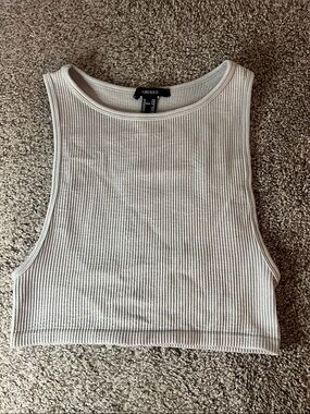 Forever 21 Ribbed Crop Tank Top in Light Gray